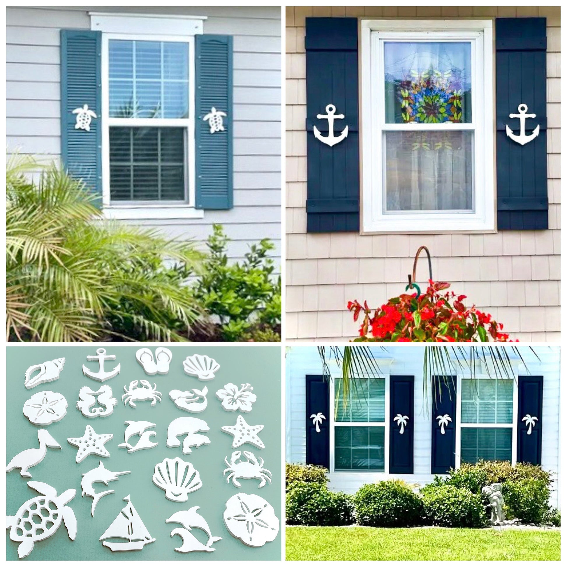 Sand Dollar Shutter Add-On Decorations, Weatherproof PVC Exterior House Decor, Beach House Decor, Coastal Home Shutter Embellishments