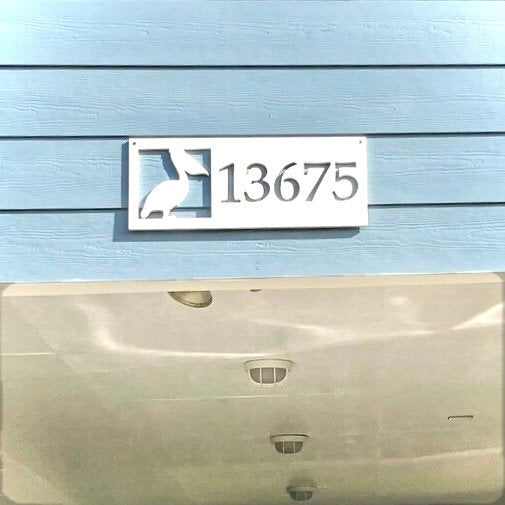 Weatherproof Pelican Address Sign, Horizontal House Numbers for Florida Beach House, Coastal Home Decor, Custom Address Numbers, Bird Decor