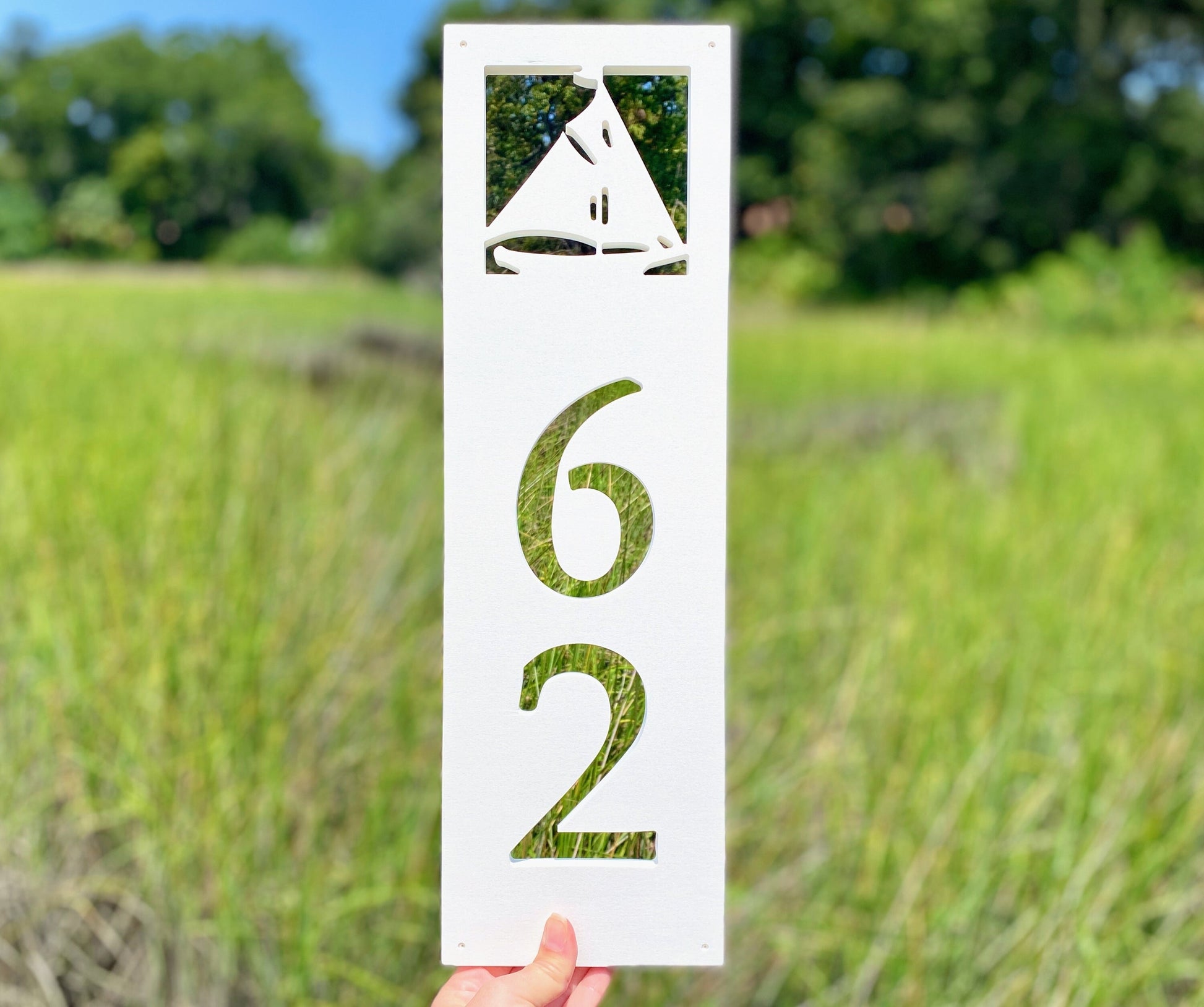 Sailboat Address Sign for House, Vertical Weatherproof House Numbers, Coastal Beach House Address Plaque, Outdoor Nautical Home Decor