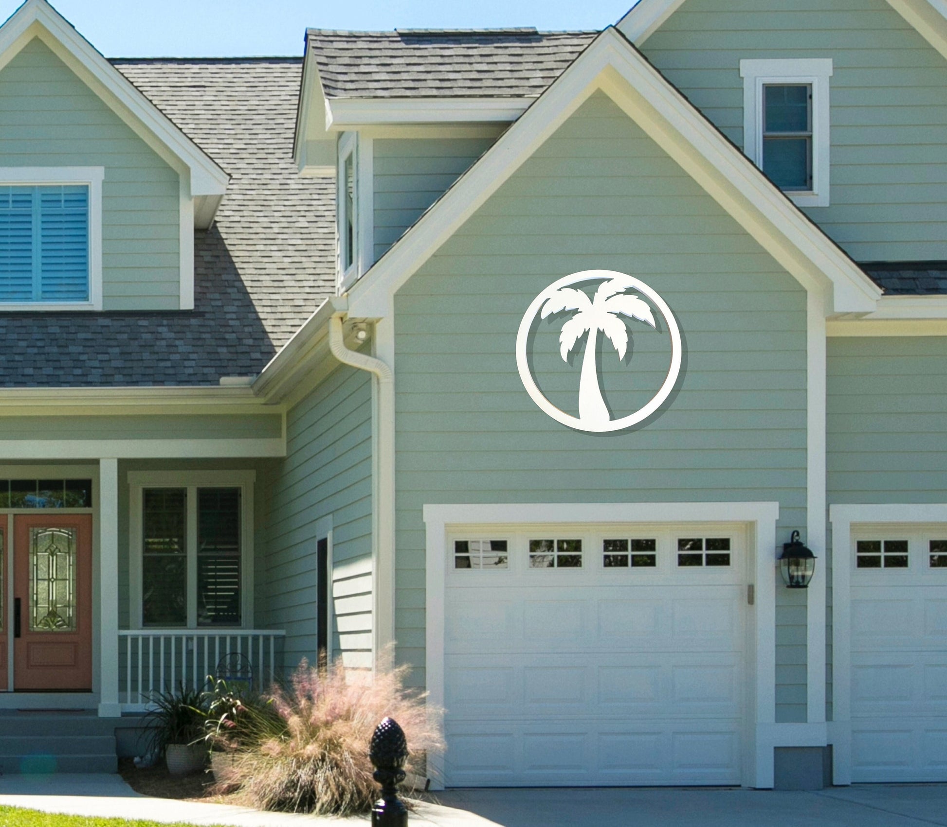 Outdoor Palm Tree Sign for Beach House, Weatherproof Round Palm Tree, Large Exterior Palm Tree Art, Tropical Home Decor, Coastal Home Decor