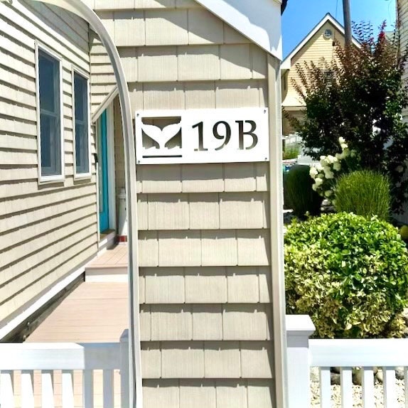 Whale Tail Address Sign, Weatherproof Horizontal House Numbers for Beach House, Outdoor Coastal Home Decor, Nautical Exterior Decorating