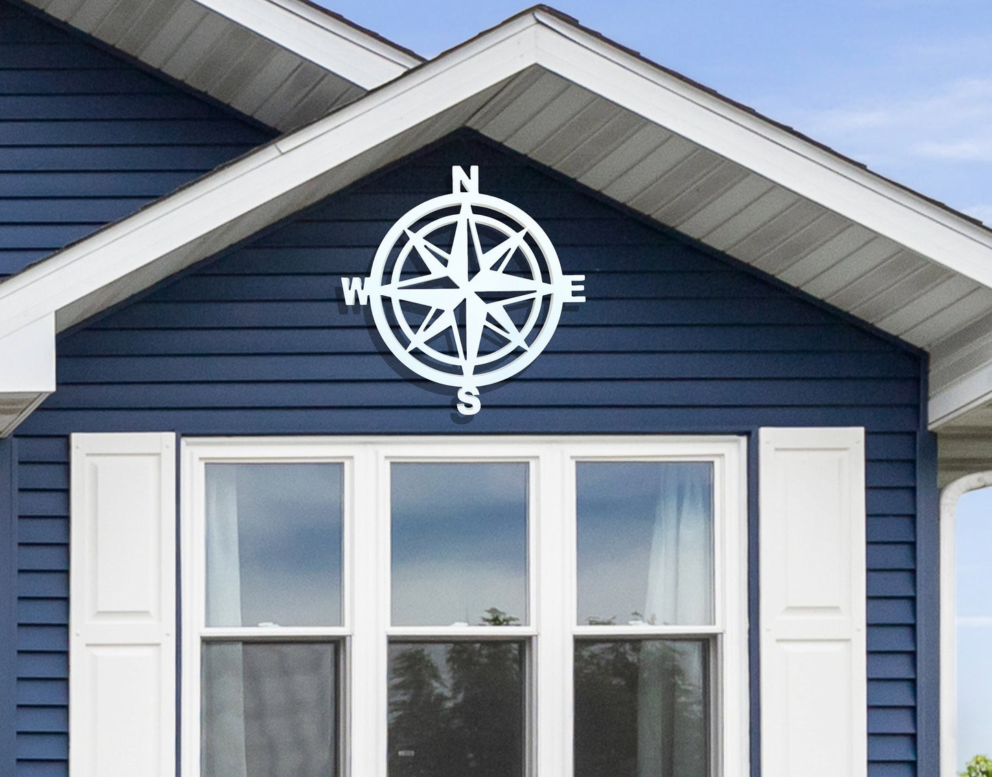 Large Exterior Compass Rose, Weatherproof PVC Beach House Decor, Big Outdoor Wall Art, Coastal Home Decor, Compass Star Nautical Chart