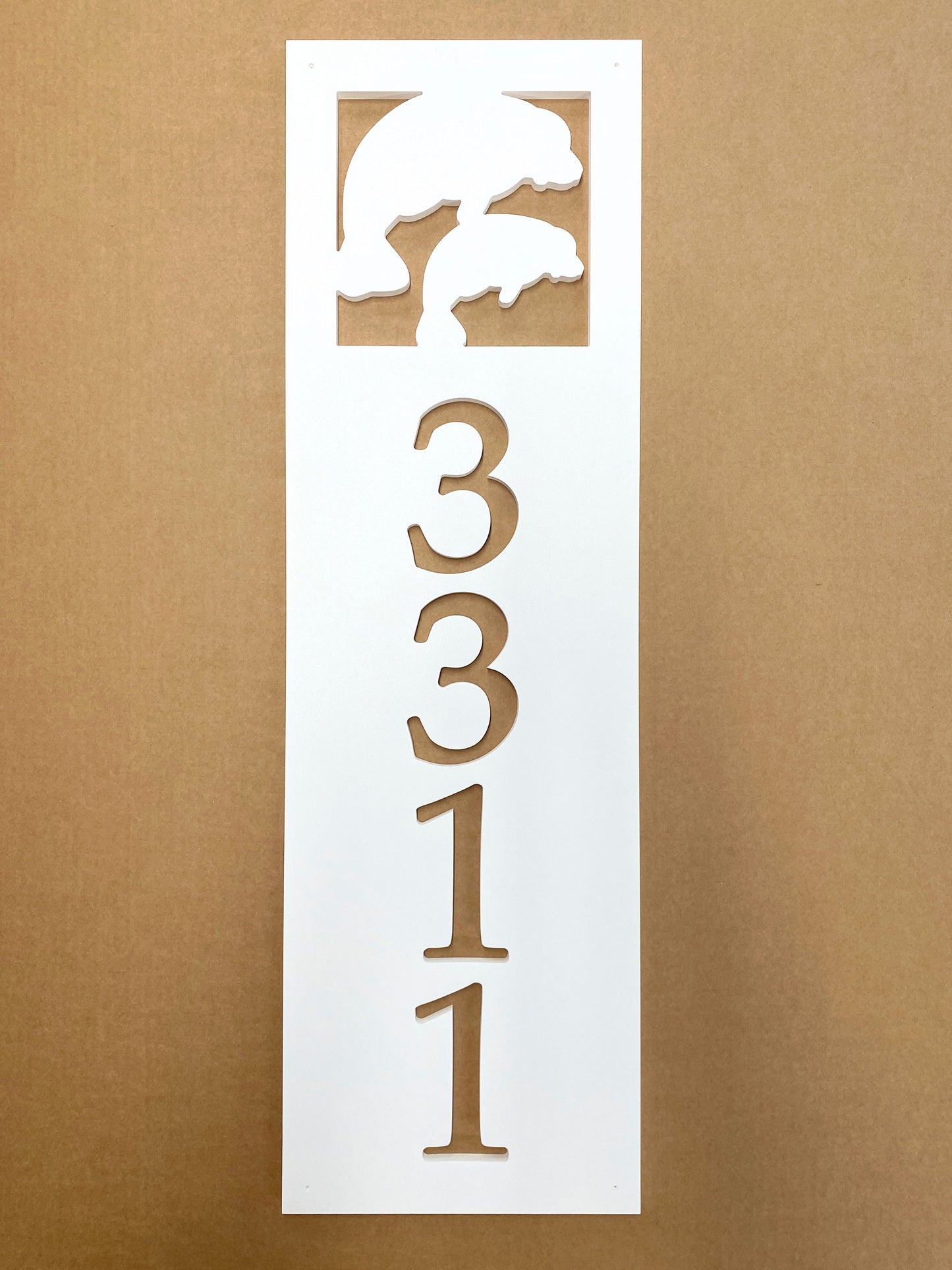 Vertical Manatee Address Sign for House, Weatherproof PVC House Numbers, Coastal House Address Plaque, Florida River Canal Home Decor