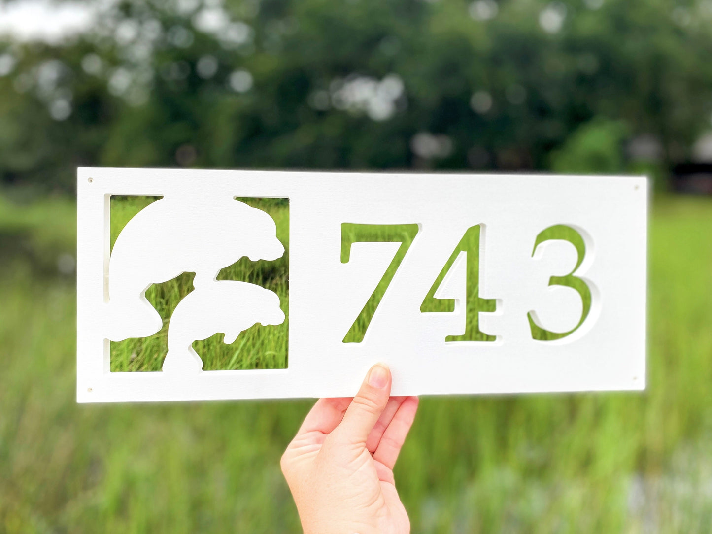 Horizontal Manatee Address Sign, Manatee House Numbers, Weatherproof PVC Address, Exterior Florida Coastal Decor, River Home Address Plaque