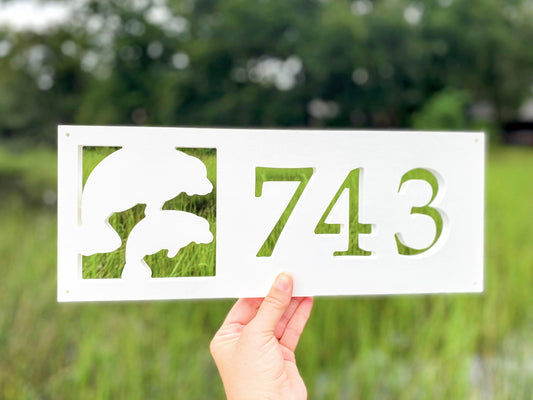 Horizontal Manatee Address Sign, Manatee House Numbers, Weatherproof PVC Address, Exterior Florida Coastal Decor, River Home Address Plaque