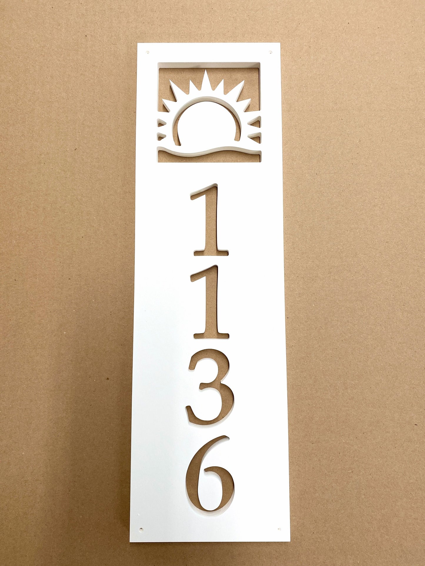 Vertical Sun Address Sign, Weatherproof PVC House Numbers, Coastal Beach House Address Plaque, Exterior Home Decor, Sunshine Decor