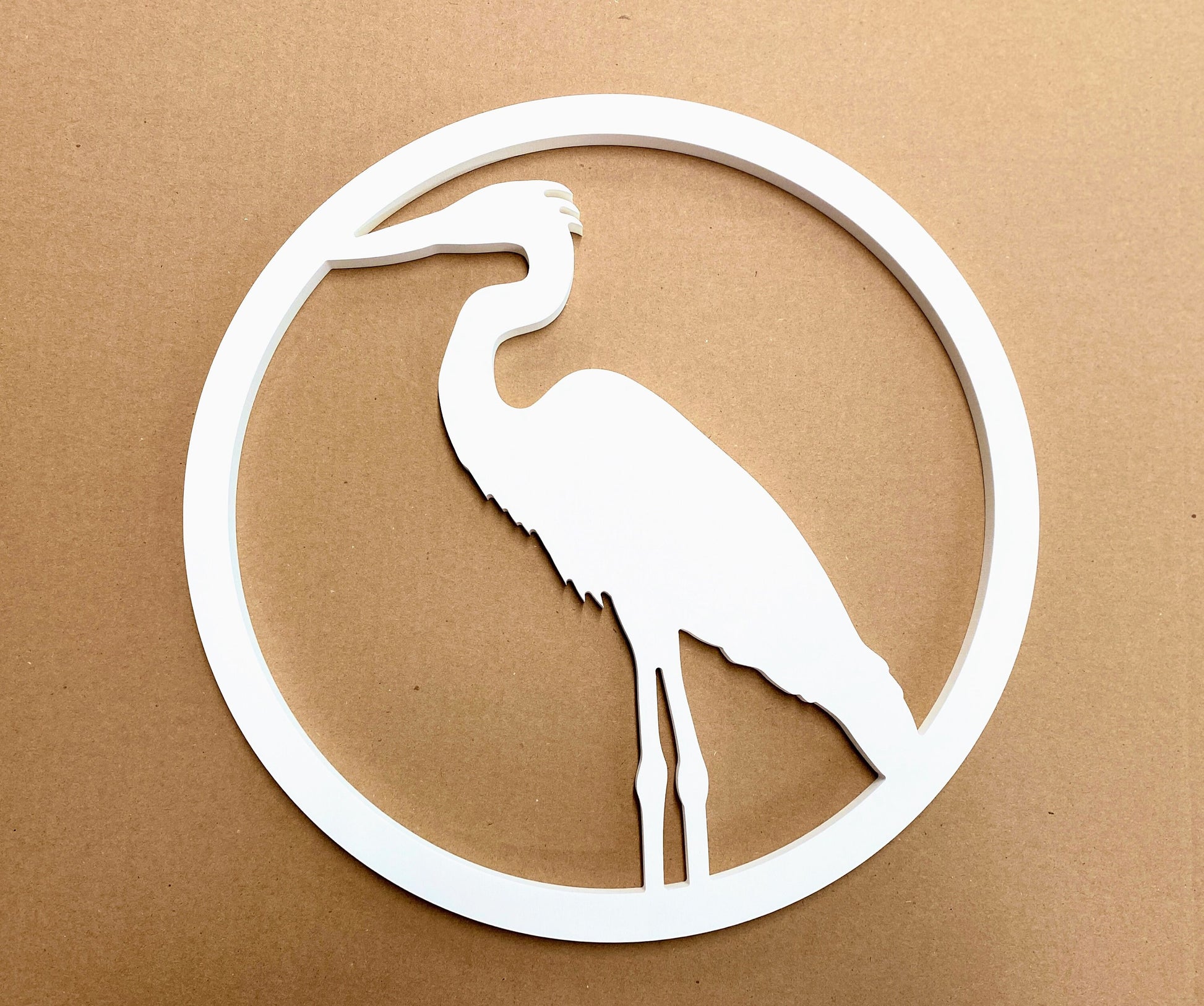 Large Weatherproof Heron, Exterior Coastal Home Decor, Big Outdoor Beach House Wall Art, Round Heron Egret PVC Sign, Marsh Sea Bird Sign