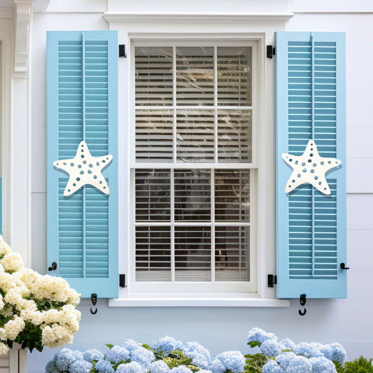 Starfish Shutter Add-On Decorations, Weatherproof PVC Exterior House Decor, Beach House Decor, Coastal Home Shutter Embellishments