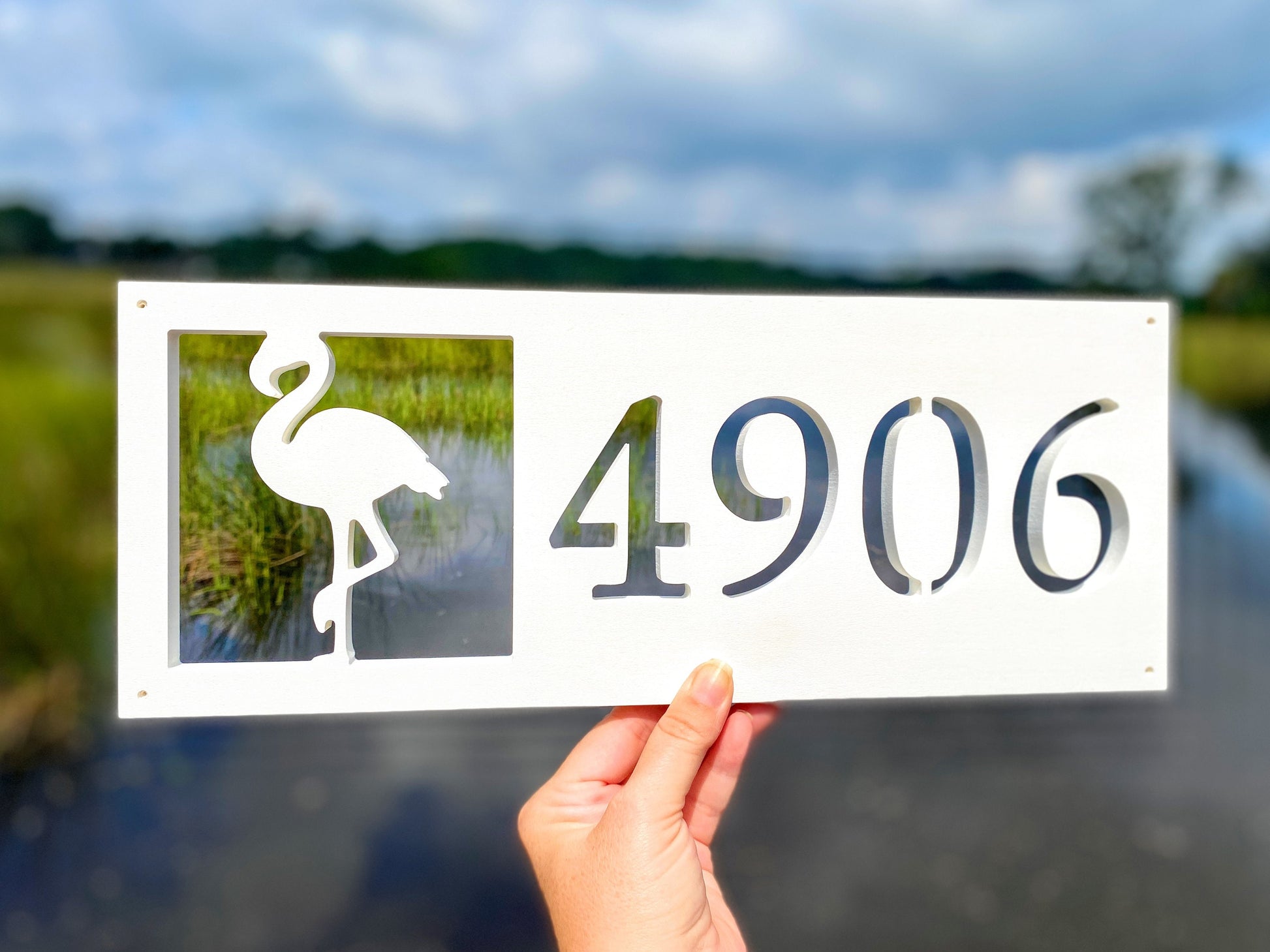 Flamingo Address Sign, Weatherproof Horizontal House Numbers, Tropical Exterior Home Decor, Florida Home Address Numbers, Outdoor Flamingo