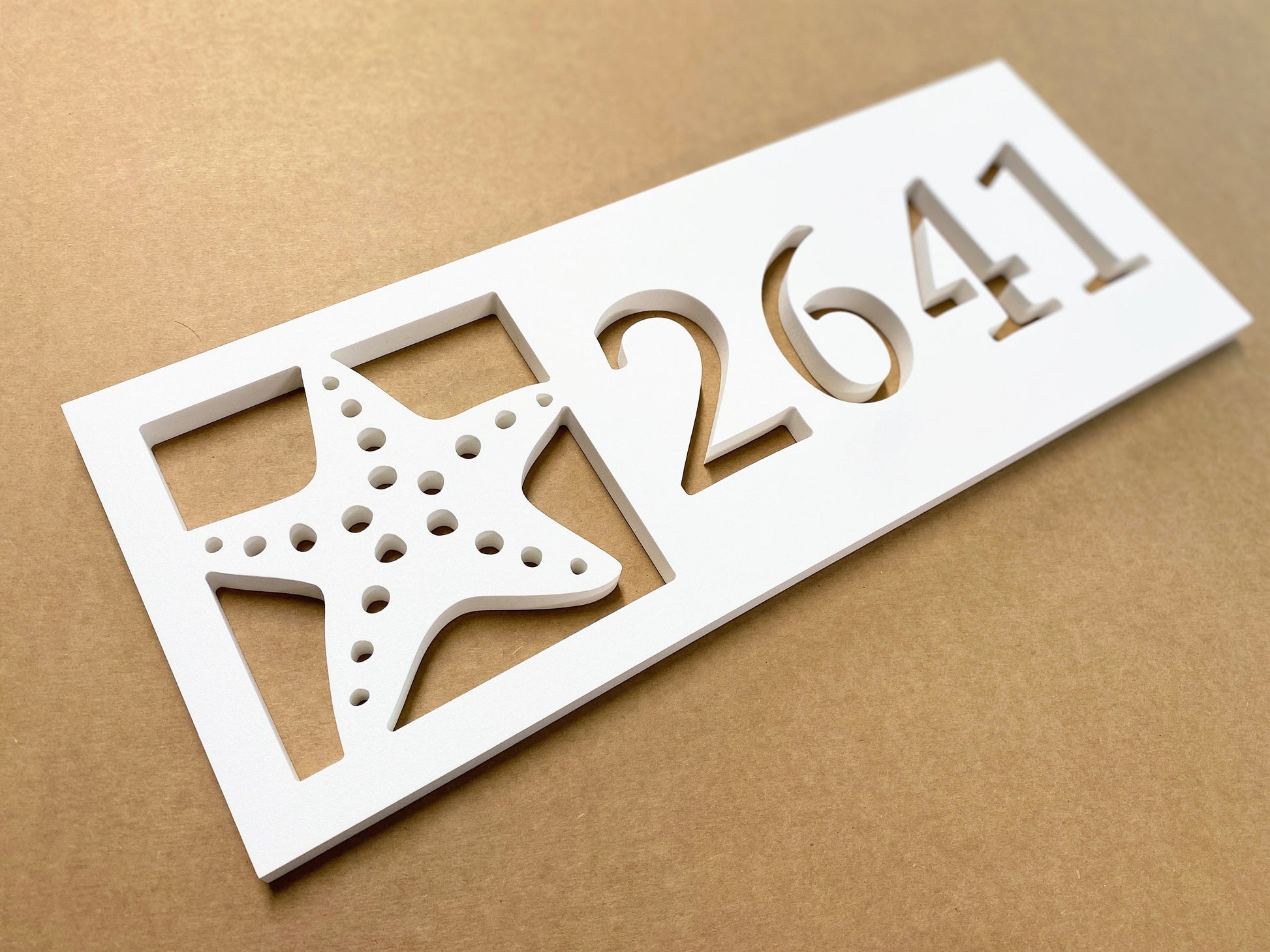 Starfish Address Sign for Beach House, Weatherproof Horizontal House Numbers, Coastal Home Address Numbers, Outdoor Starfish Sign