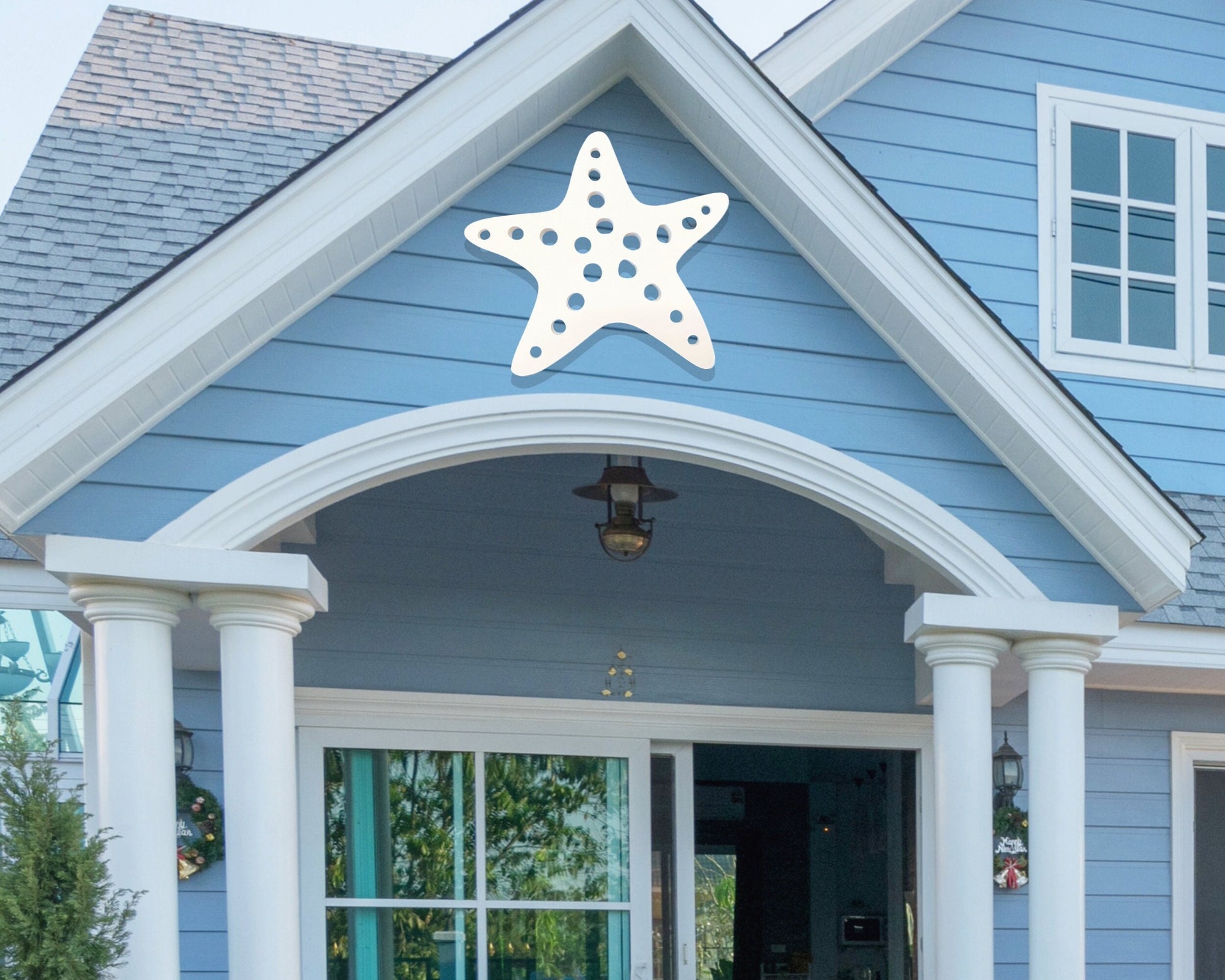 Outdoor Weatherproof Starfish, Large Exterior Beach House Art, Coastal Home Decor for Beach Cottage, Nautical Starfish Sign