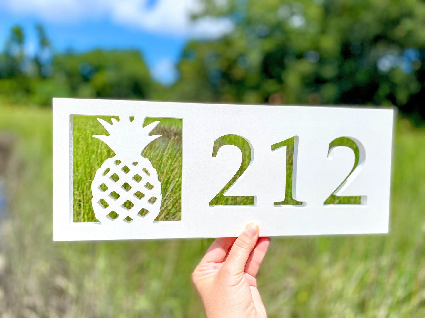 Horizontal Pineapple Address Sign, Weatherproof House Numbers, Tropical Exterior Home Decor, Coastal Beach House Decor, Housewarming Gift