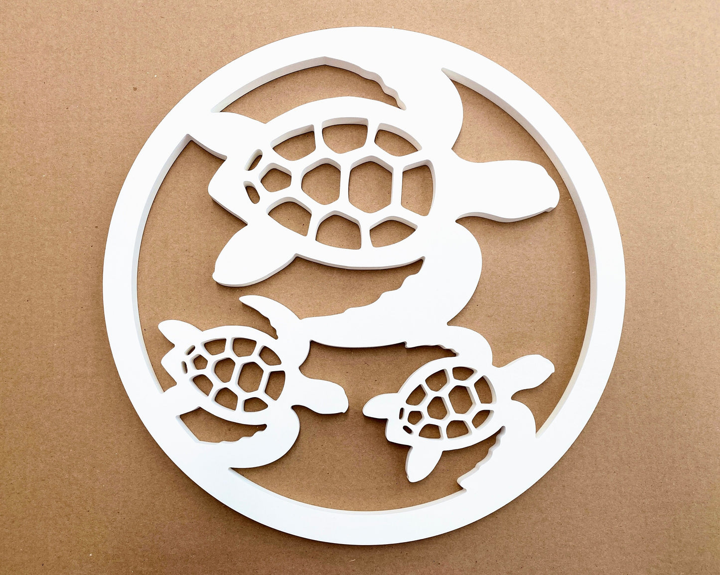 Outdoor Sea Turtle Trio Wall Art for Beach House, Weatherproof PVC Sea Turtle with Babies Sign, Large Exterior Coastal Home Decor