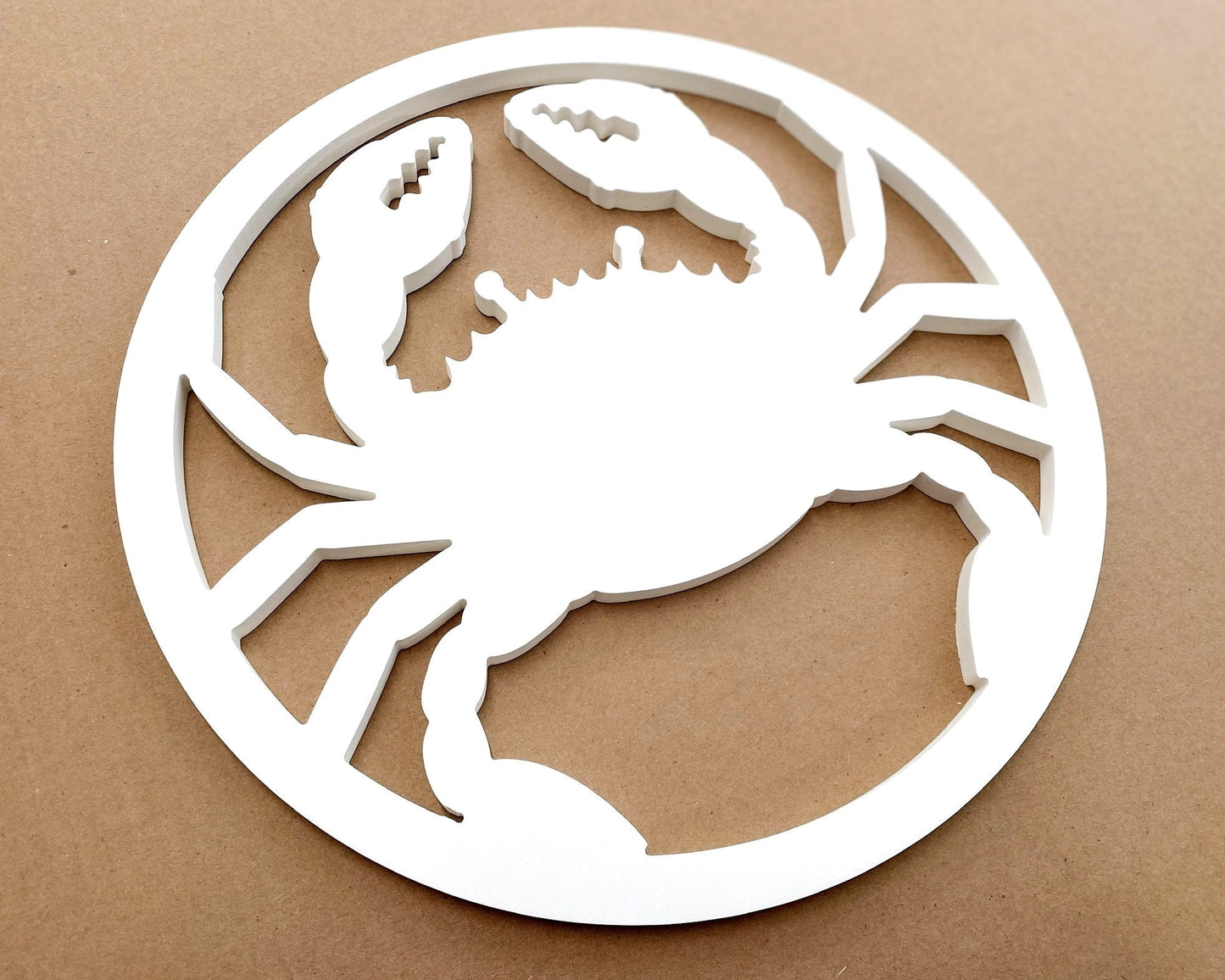 Large Outdoor Crab Sign for Beach House, Weatherproof PVC Round Crab Art for Exterior Coastal Home Decor