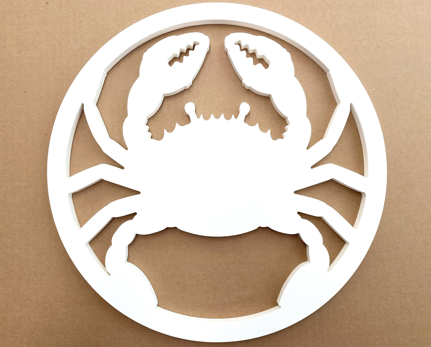 Large Outdoor Crab Sign for Beach House, Weatherproof PVC Round Crab Art for Exterior Coastal Home Decor