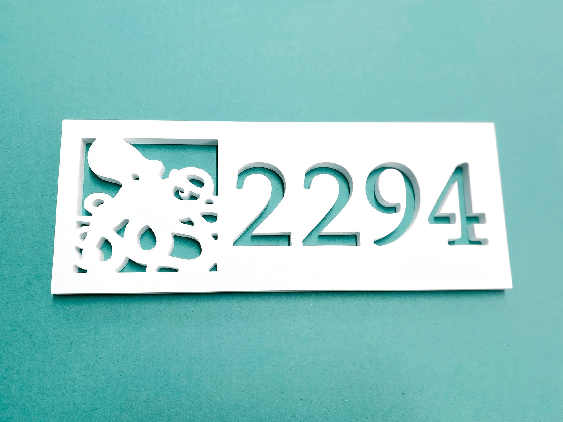 Horizontal Octopus Address Sign, Weatherproof House Numbers, Coastal Beach House Exterior Decor, Outdoor Address Plaque, Ocean Life Decor