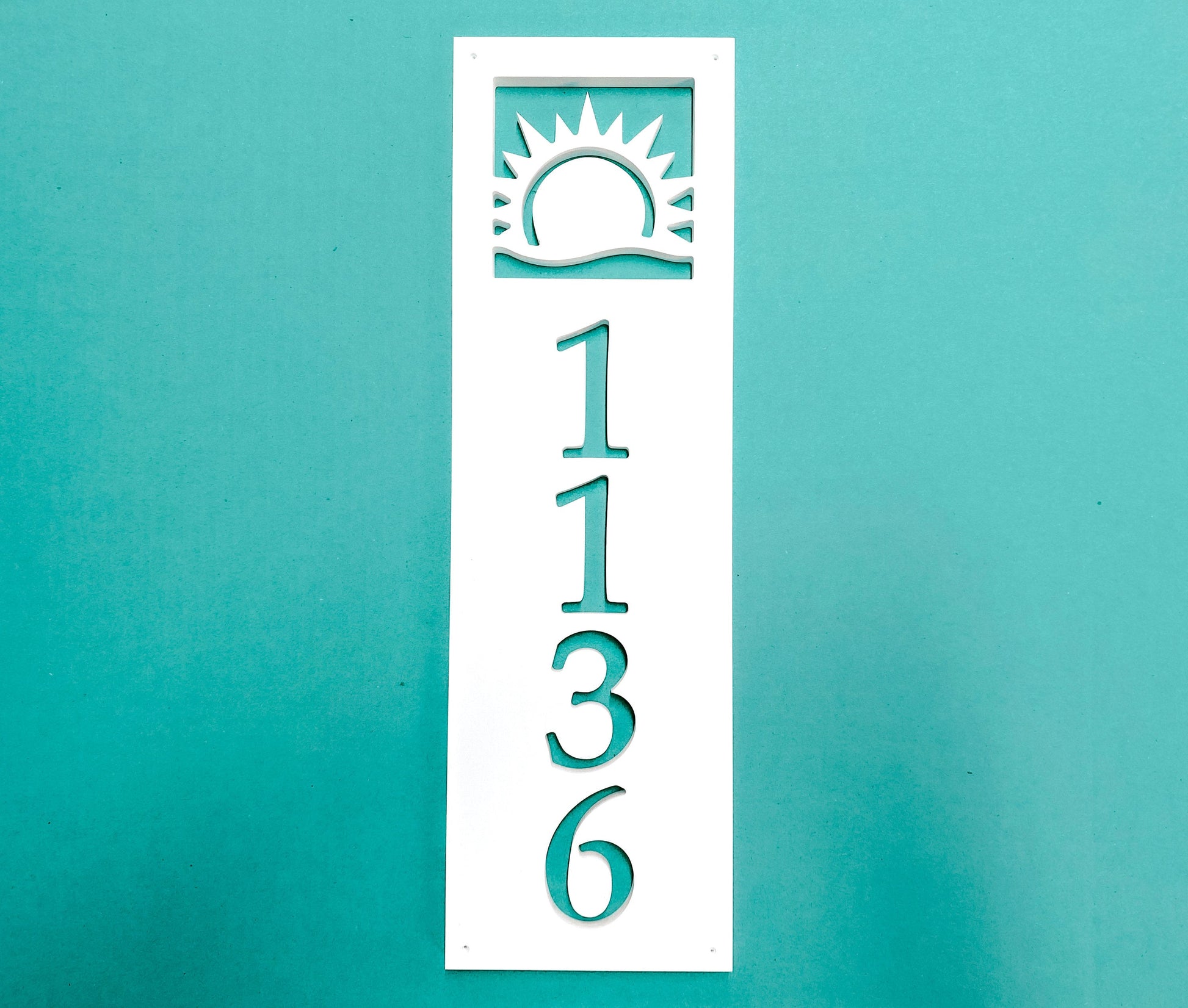 Vertical Sun Address Sign, Weatherproof PVC House Numbers, Coastal Beach House Address Plaque, Exterior Home Decor, Sunshine Decor