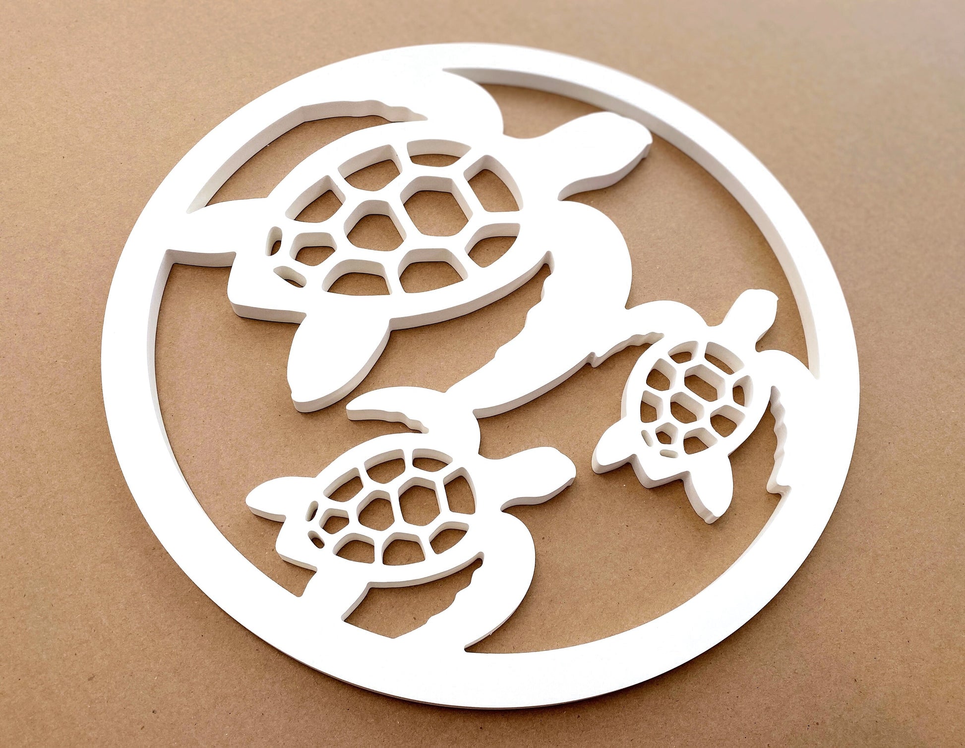 Outdoor Sea Turtle Trio Wall Art for Beach House, Weatherproof PVC Sea Turtle with Babies Sign, Large Exterior Coastal Home Decor