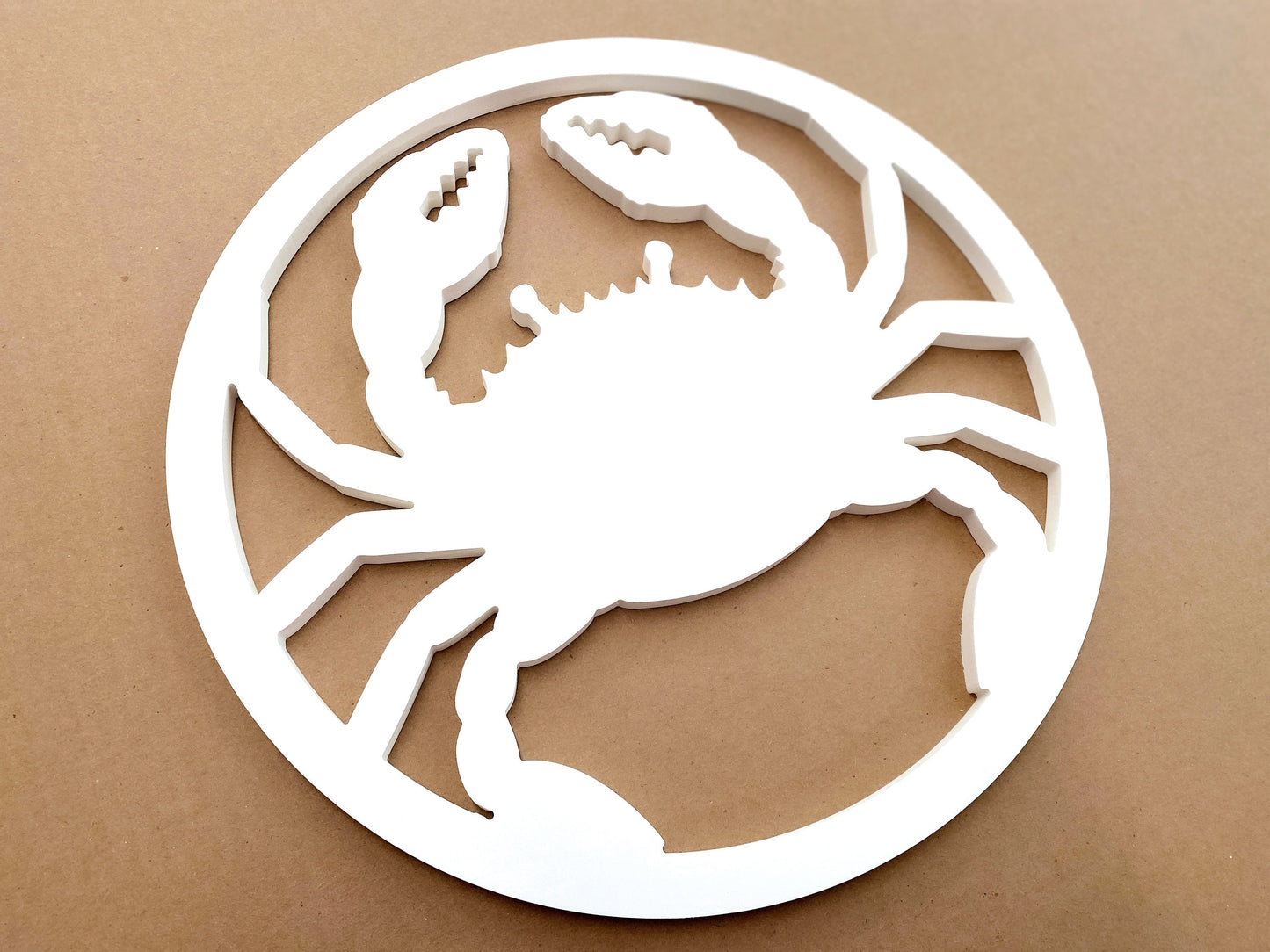 Large Outdoor Crab Sign for Beach House, Weatherproof PVC Round Crab Art for Exterior Coastal Home Decor