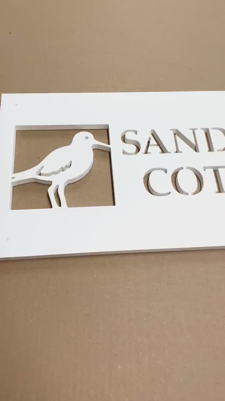 Sandpiper Bird House Name Sign, Weatherproof Personalized Home Name, Coastal Beach House Decor, Outdoor Exterior PVC Sign, Sea Bird Decor